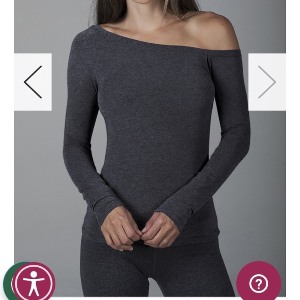 KIRA GRACE OFF SHOULDER HEATHER GREY LONG SLEEVE TOP NWT - Picture 13 of 16